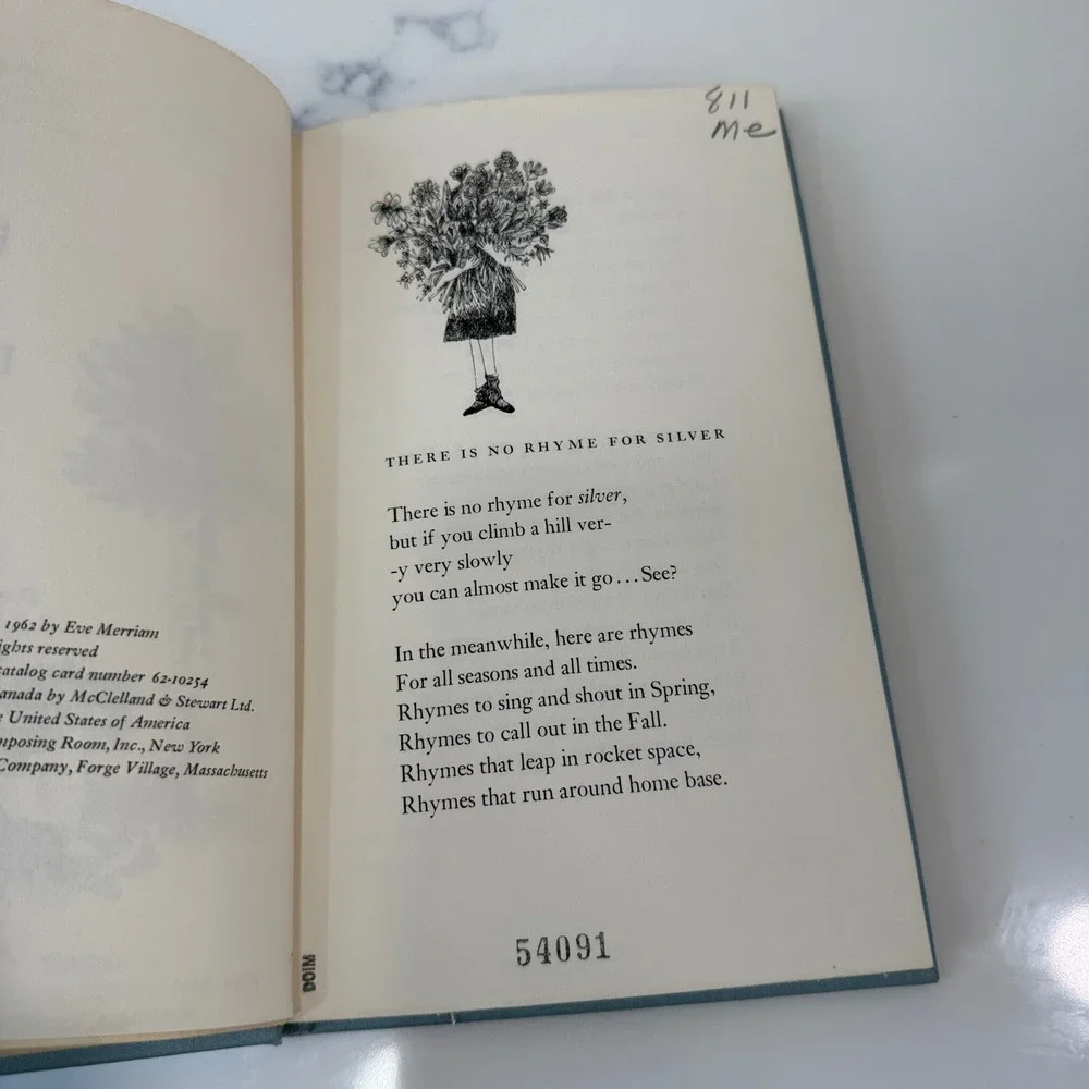 There‎ Is No Rhyme for Silver Eve Merriam 1962 First Edition Poetry Hardcover